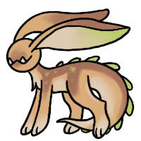 custom snipsnap, 4 legged creature in light brown colors and green accents with big hears and no eyes